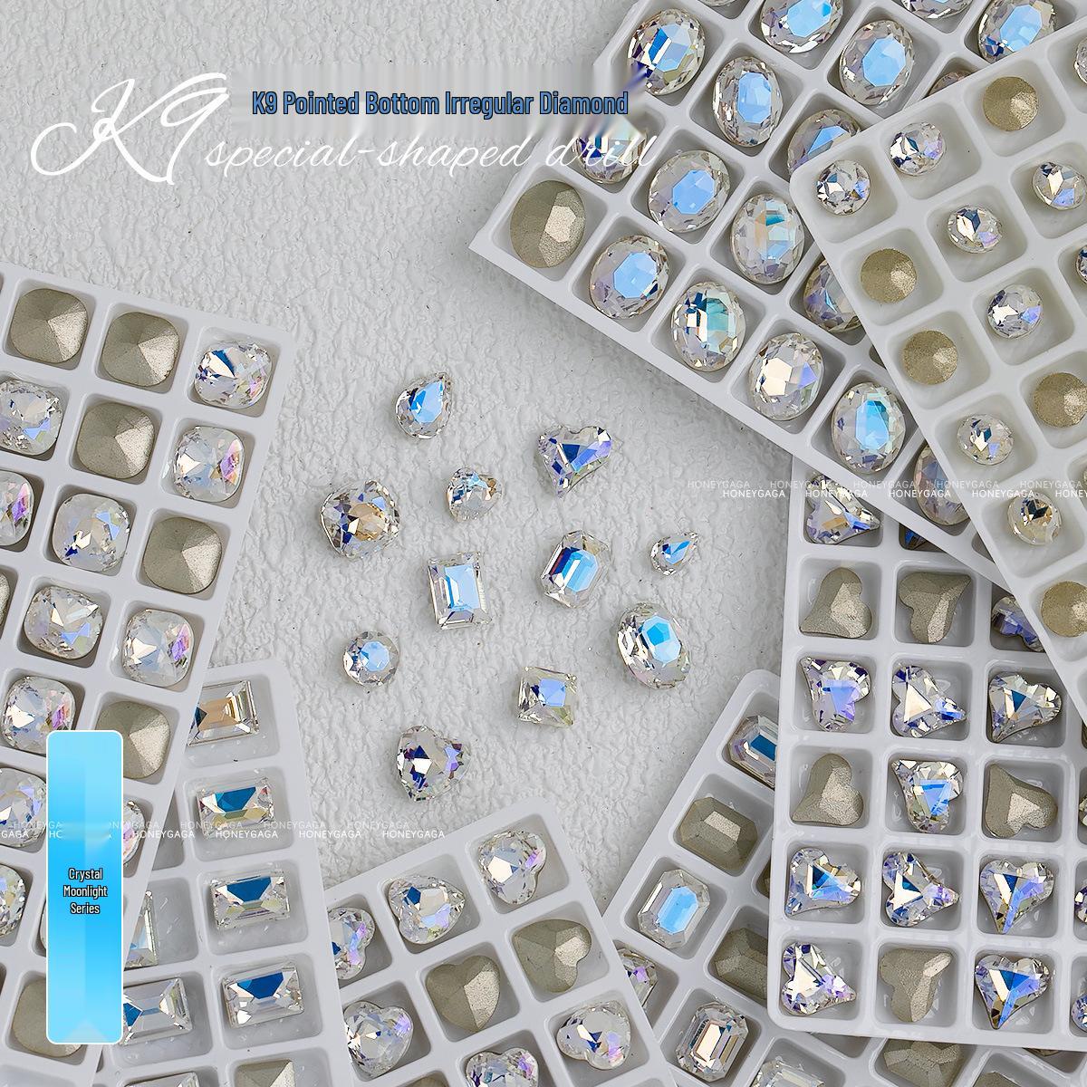 

K9 Premium Blue Moonlight Heart & Oval Nail Art Rhinestone Embellishments