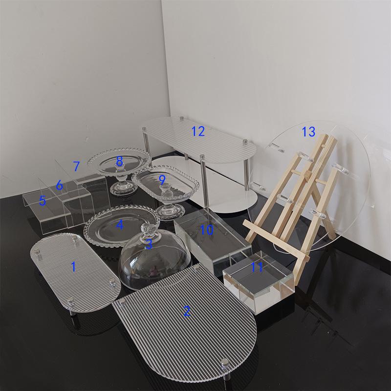 Vielseitiger Acryl- und Glas-Desserttisch-Präsentationsständer für den Innen- und Außenbereich