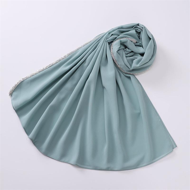 New Luxury Fashion Jewelry Bubble Chiffon Hijab Shawls High Quality Bling Bling Wrap Beach Bufandas Ramadan Islamic Muslim Sjaal
