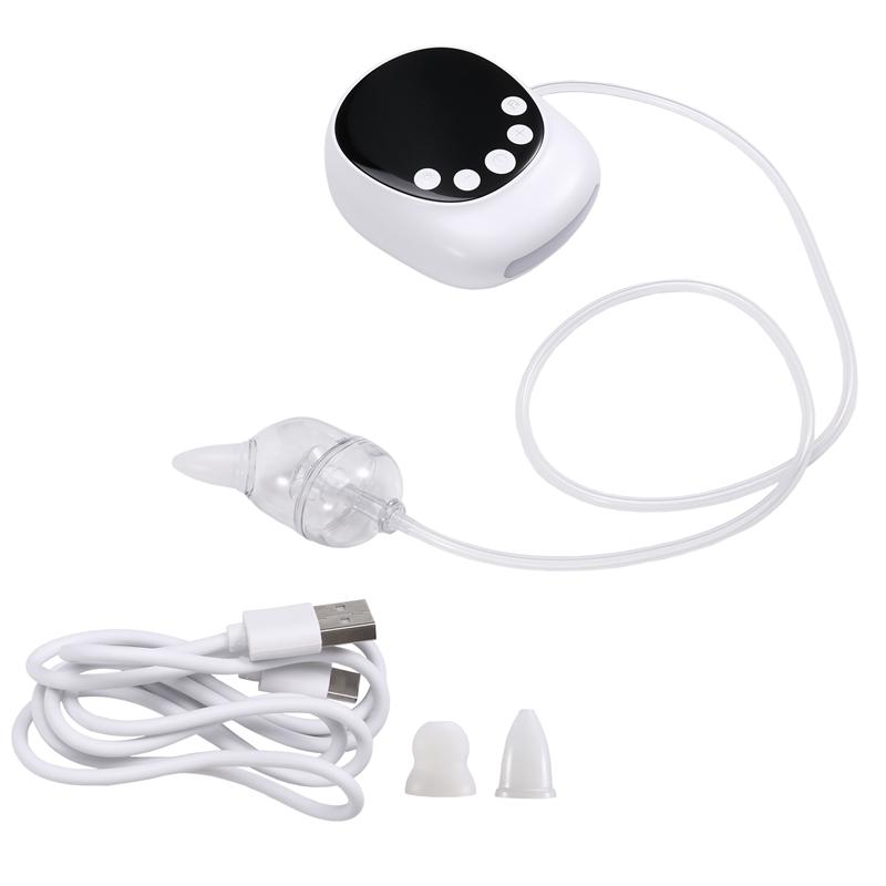 A96I-Usb Детский назальный аспиратор Детский назальный аспиратор Электрический отсасыватель из носа для младенцев Музыкальный назальный аспиратор белый