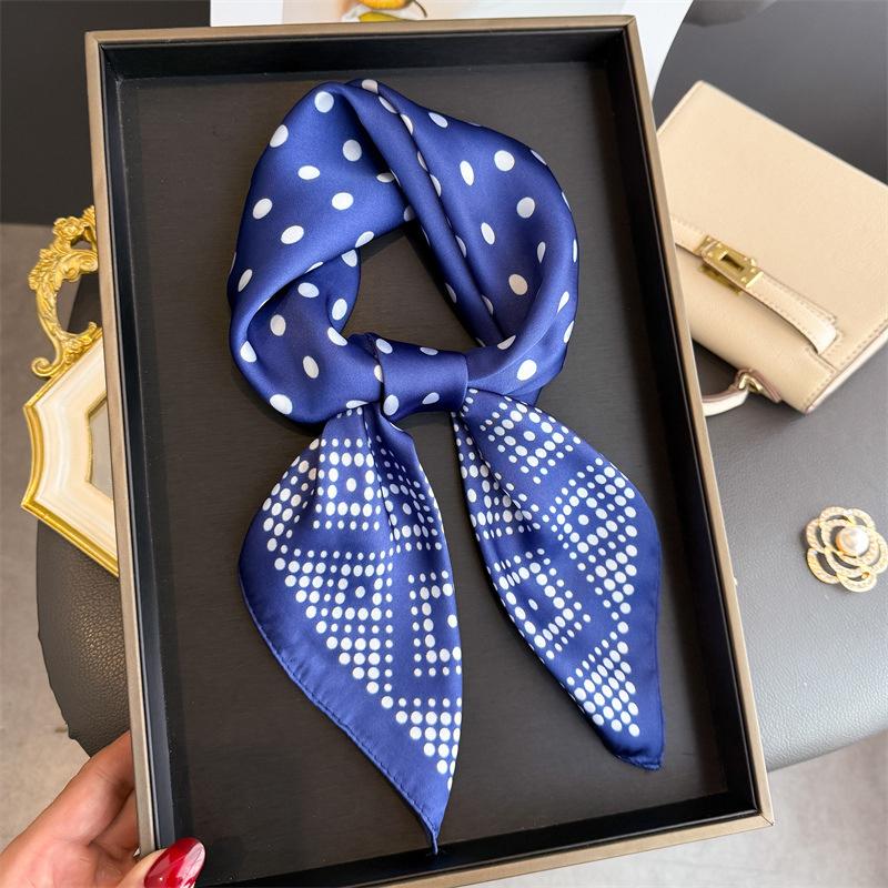 70Cm Dot Pattern Scarf Imitation Silk Square Scarf Women Neckerchief Female Luxury Square Scarves Satin Hijab Ribbon Bandana