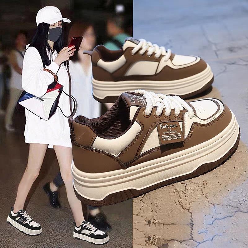 Leather White Shoes Women's Spring New Women's Comfortable Platform Simple Sneakers Casual Versatile Color Matching Women's Shoes