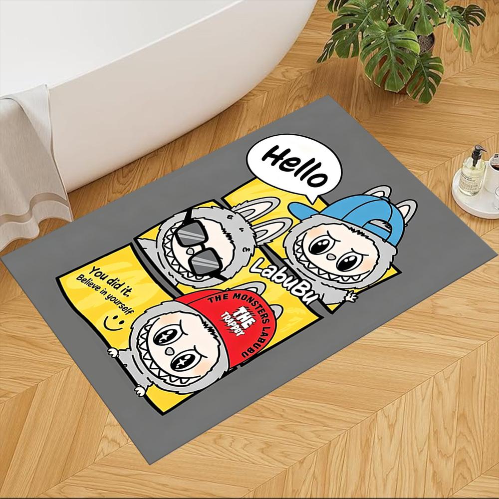 Labubu Floor Rug Office Rug Design for Bedrooms Hallway Living Rooms Foyer Anti-slip Rug Anime Office Decor Spiritual Gift