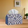 2D Flat, 1pc 2Dflat Blue White Iris Flower European Retro Style Home Hotel Wedding Tissue Box, Polyester Material, Enlarged Version