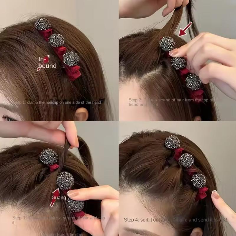 Double Layer Flocked Bangs Side Clip Crystal Love Heart Hair Braiding Hairpins Clip Bangs Hair Accessories Garment Accessories