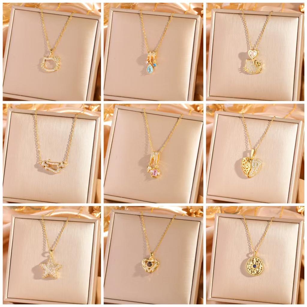 Four Leaf Clover Pendant Necklace For Women Fashionable Zircon Crystal Adjustable Chain Delicate And Versatile Jewelry