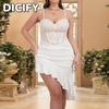 DICFY Women's Fashion Summer Spring Solid Color Print Sleeveless V-Neck Casual Dresses