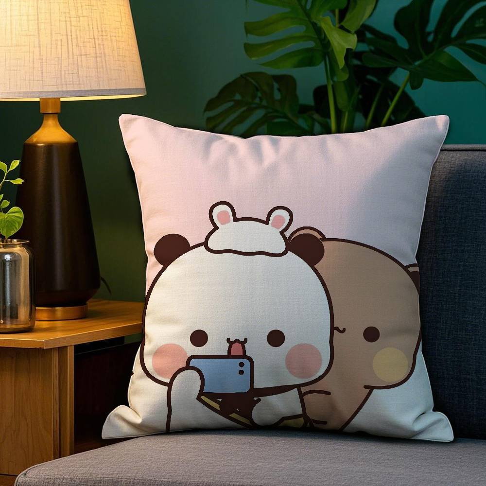 Panda B-Bubu D-Dudu Pillow Case Sofa Living Room Bedroom Double-sided Printing Square Cushion Nap Time Cushion Cover
