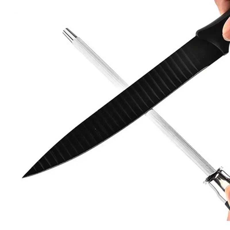 Sharpener Rod Professional Carbon Steel Knife Durable Knife Grinder with ABS Handle Sharpening Blade Rod Knife Kitchen Tool