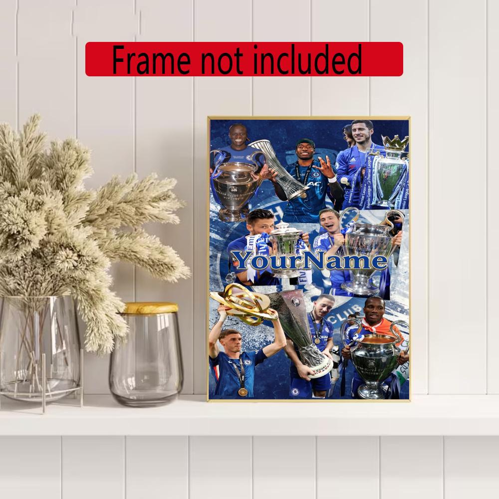 Chelsea Fc Personalized Name Round Diamond Painting Kit Diamond Embroidery Painting Rhinestones Mosaic Frameless Handwork Decoration Arts