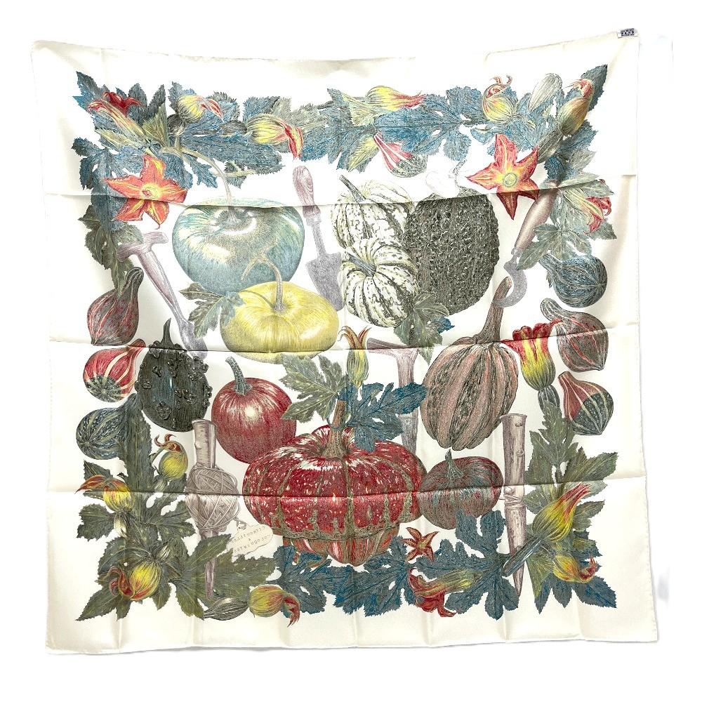 HERMES CITROUILLES & COLOQU IN TES Pumpkin and colocynth Carre90 Scarf Unused