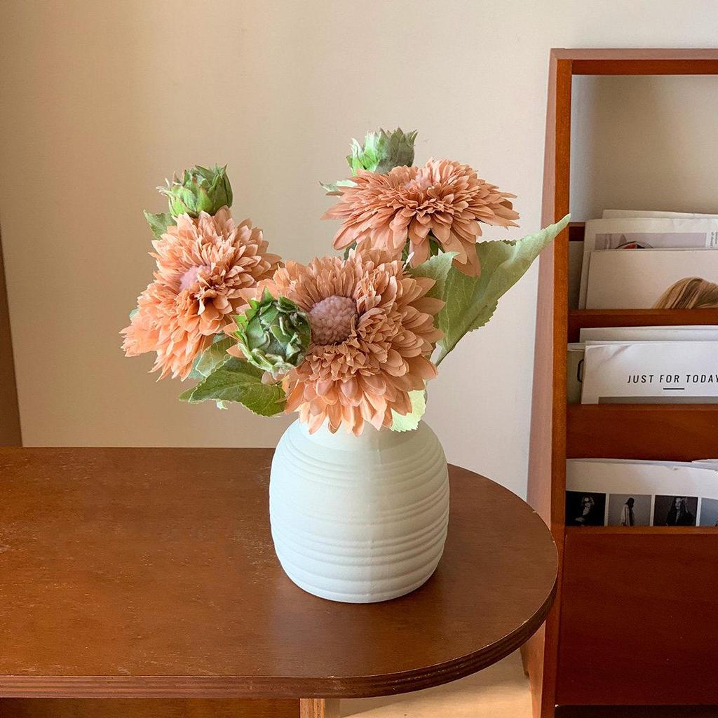 Teddy Sunflower Artificial Bouquet for Living Room, Entryway, Dining Table, Camping, and Retro Arrangements