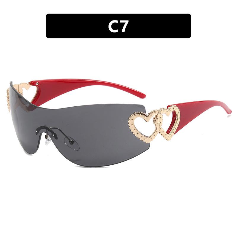 Love Heart One-Piece Sunglasses 2023 - Trendy Y2K European & American Style INS Celebrity Sunglasses