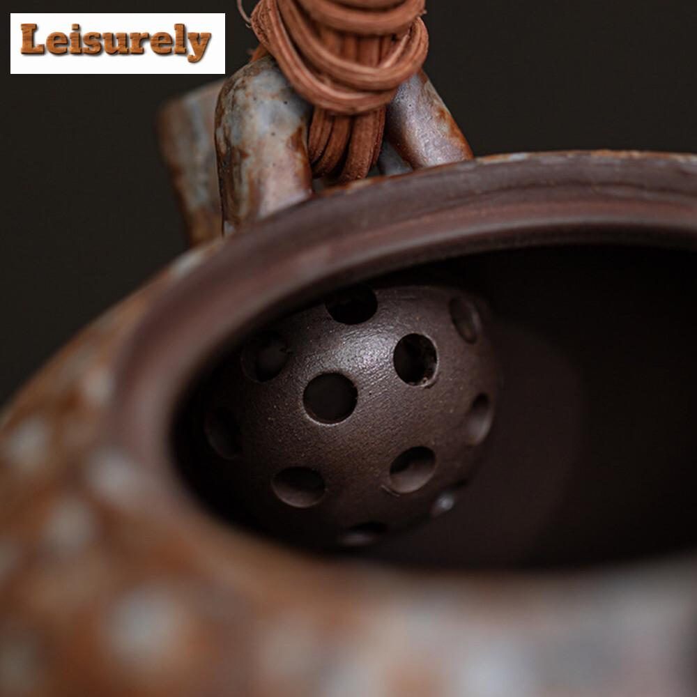 230ml Retro Old Rock Mud Vine Weaving Beam Teapot Flower Gilded Silver Pot Tea Brewing Kettle Ball Filter Kung Fu Teaset Gifts