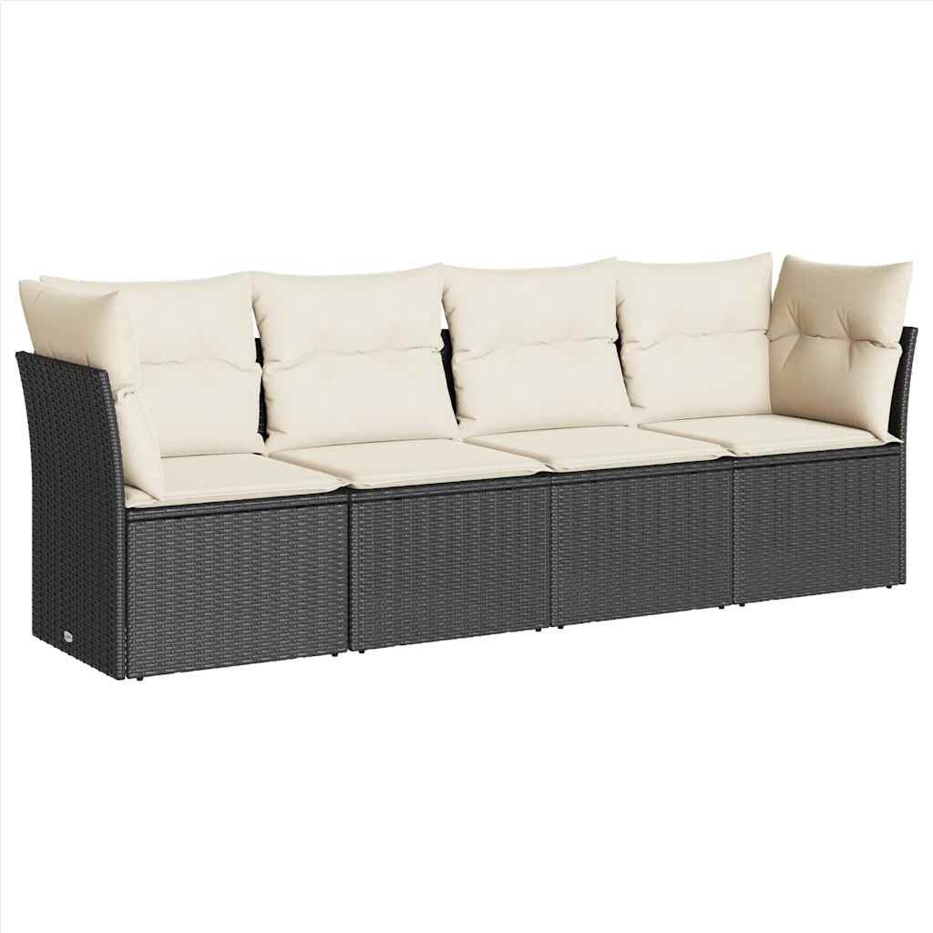 Vidaxl 4-Cz. Set da Salotto per Giardino, Cuscini, Rattan Nero PE