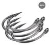 30pcs Perforated Sharp Barbed Carbon Steel Hook Fishhook for Sea Fishing (6#)