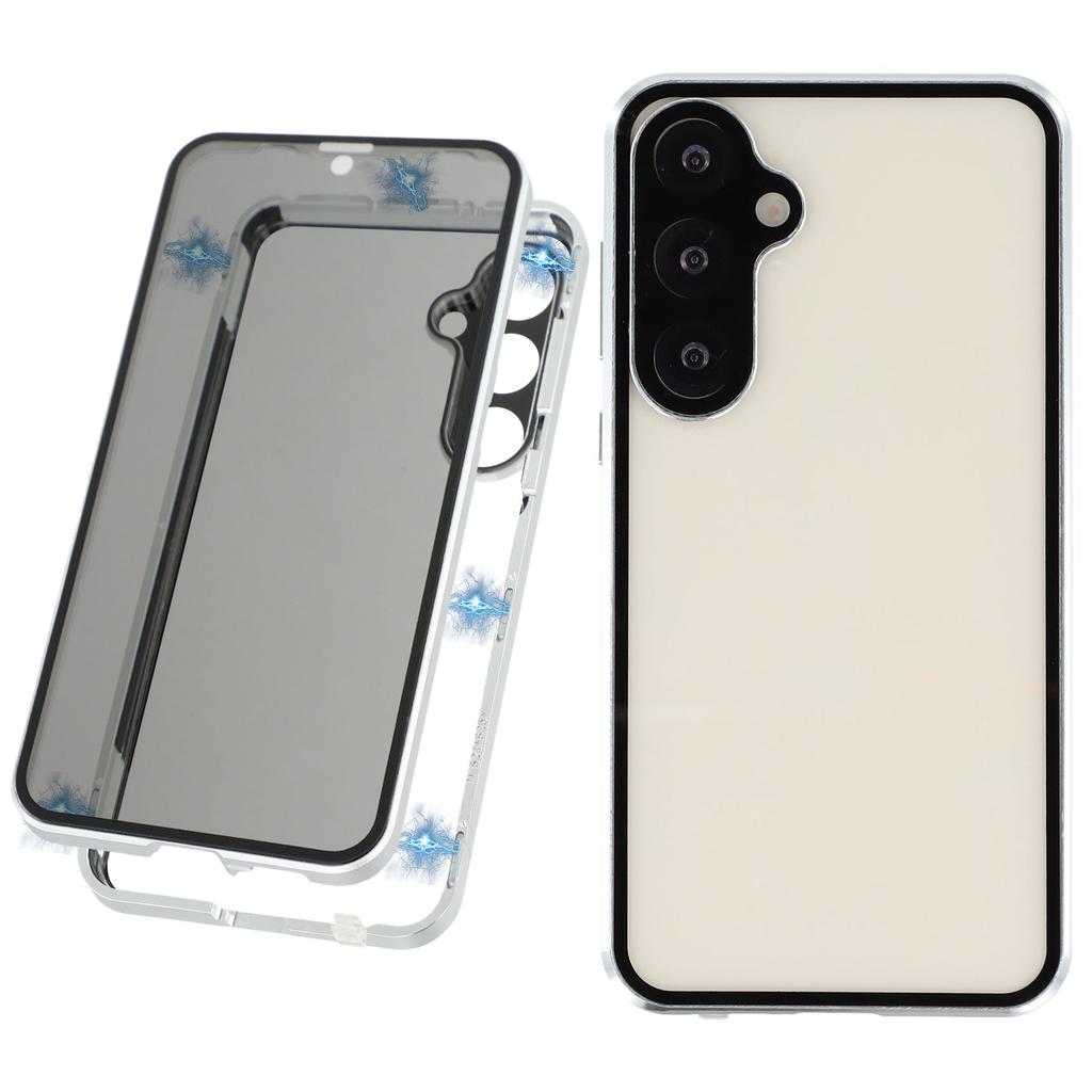 For Samsung Galaxy S25+/S24+ Case with Anti-Spy Screen Protector/Lens Film Tempered Glass Metal Phone Cover Magnetic Clasp