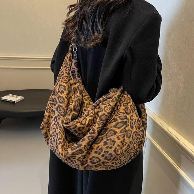 Yogodlns Large Leopard Shoulder Bags Women Fashion Big Packages Lazy Style Hobo Bags Autumn And Winter Leisure Or Travel Bags