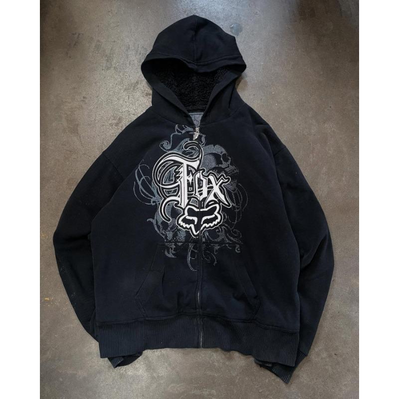 TAP OUT Ecko Vintage Y2K Streetwear Zip Up Hoodie Men Women Oversized Skull Print Hip Hop Casual Pullover Sweatshirt Unisex