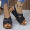Women's Plus Size Euro American Wedge Sandals Solid Color Fish-Mouth Buckle
