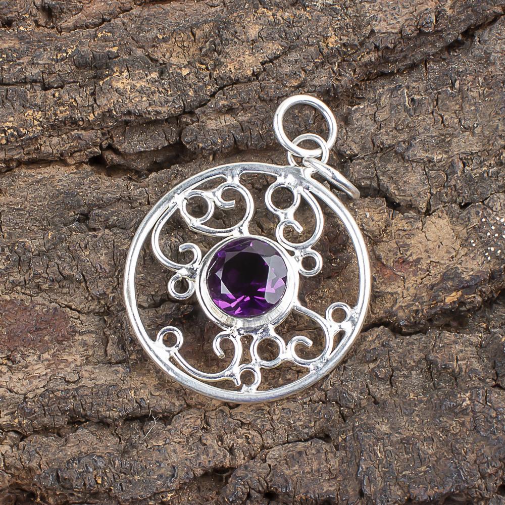 African Amethyst Pendant, 925 Solid Sterling Silver Gemstone Jewelry, Handmade Pendant, For Thanksgiving