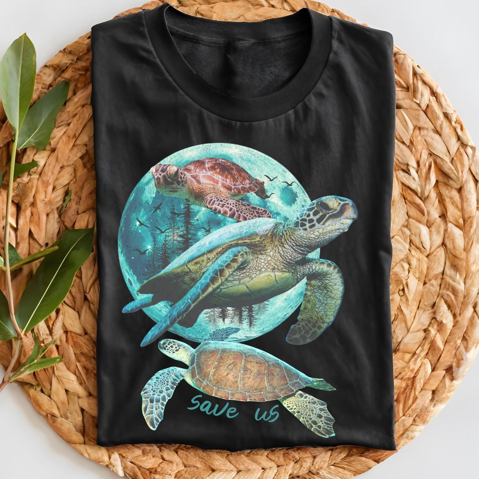 Vintage Sea Turtle Graphic T-Shirt, Ocean Conservation 4XL