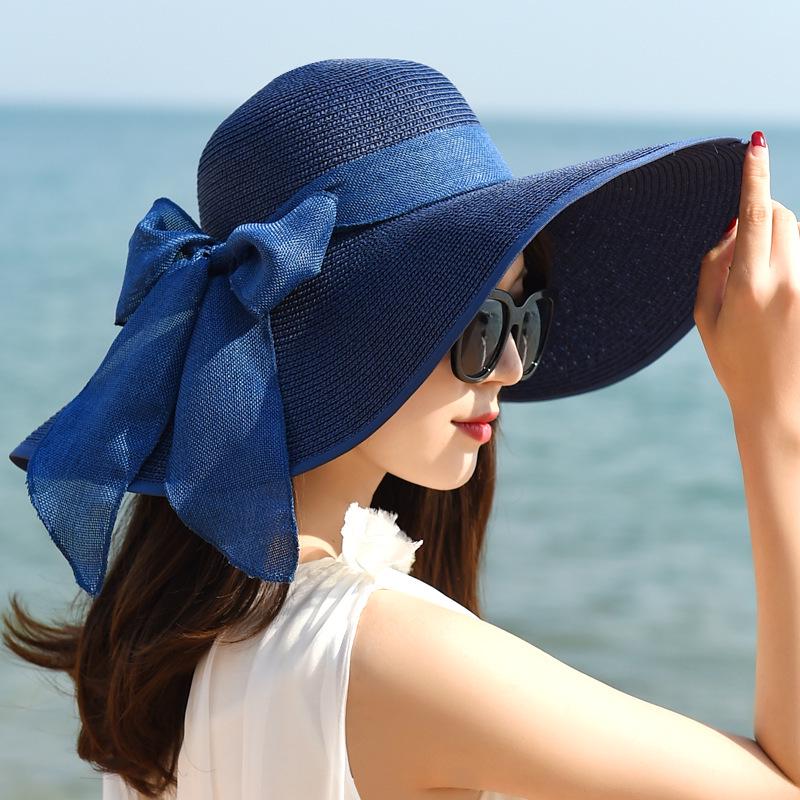 Women's Straw Sun Hat with Extra Large Brim - Summer Beach Vacation Foldable Hat