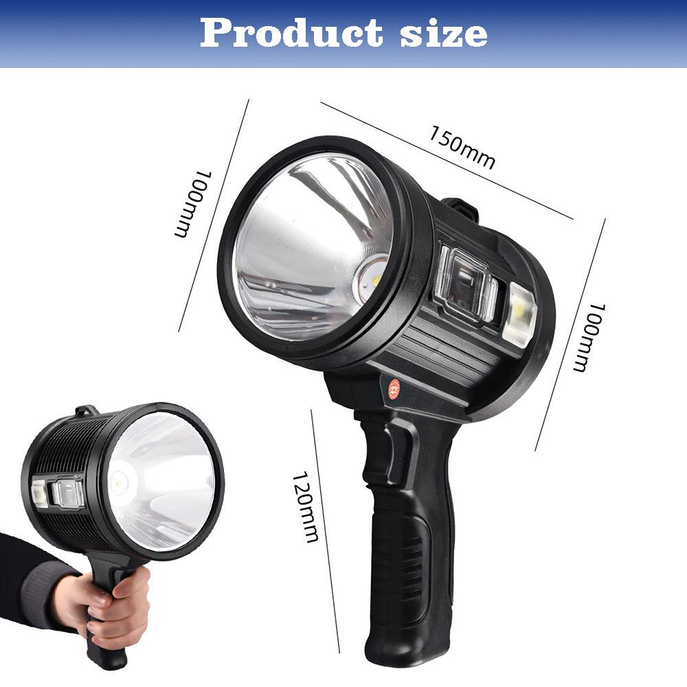 Powerful USB Rechargeable Flashlight Solar Waterproof LED Portable Light 3 Gear Charge 900000000 Searchlight Long Range Lamp