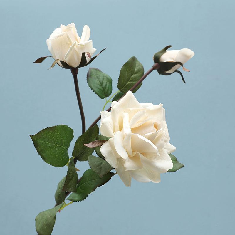 

Симуляция розы на ощупь мокрой, украшение для дома, гостиной, искусственные цветочные украшения, цветочный реквизит 85cm белый