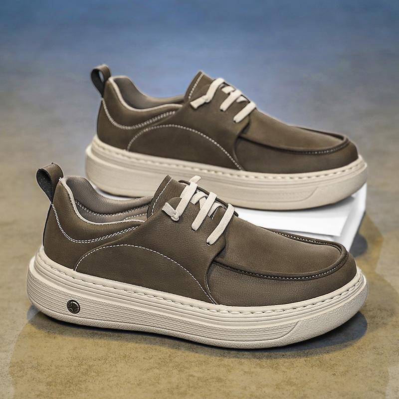 New Men's Thick Bottom Shoes Fashion Casual Leather Oxford Shoes Retro Versatile Soft Leather Soft Bottom Flat Designer Shoe