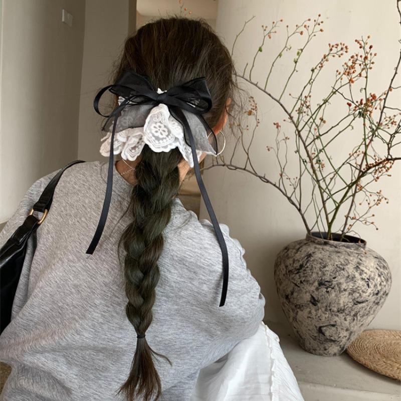 Korean Lace Skirt Bow Low Ponytail Hair Clips Women French Sweet Princess Half-Up Style Barrettes Daily Fashion Accessories Cute