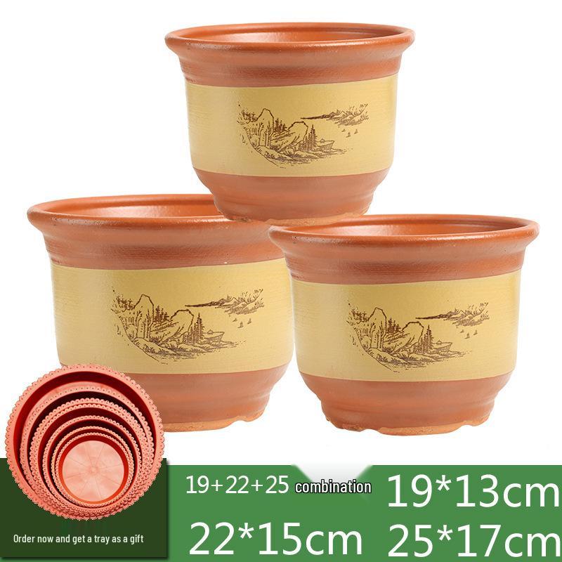 Extra-Large Purple Clay Ceramic Bonsai and Orchid Flower Pot