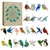 2025 Sea Glass Bird Advent Christmas Calendar 2D Acrylic Decor 24 Days Bird Christmas Countdown Decorations For Mirror Wall
