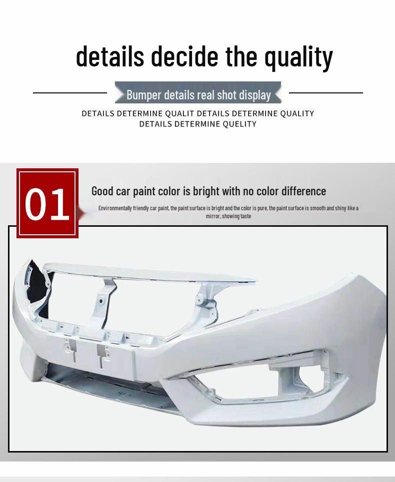 Compatible with 2016-2018 Honda Civic Front and Rear Bumpers.