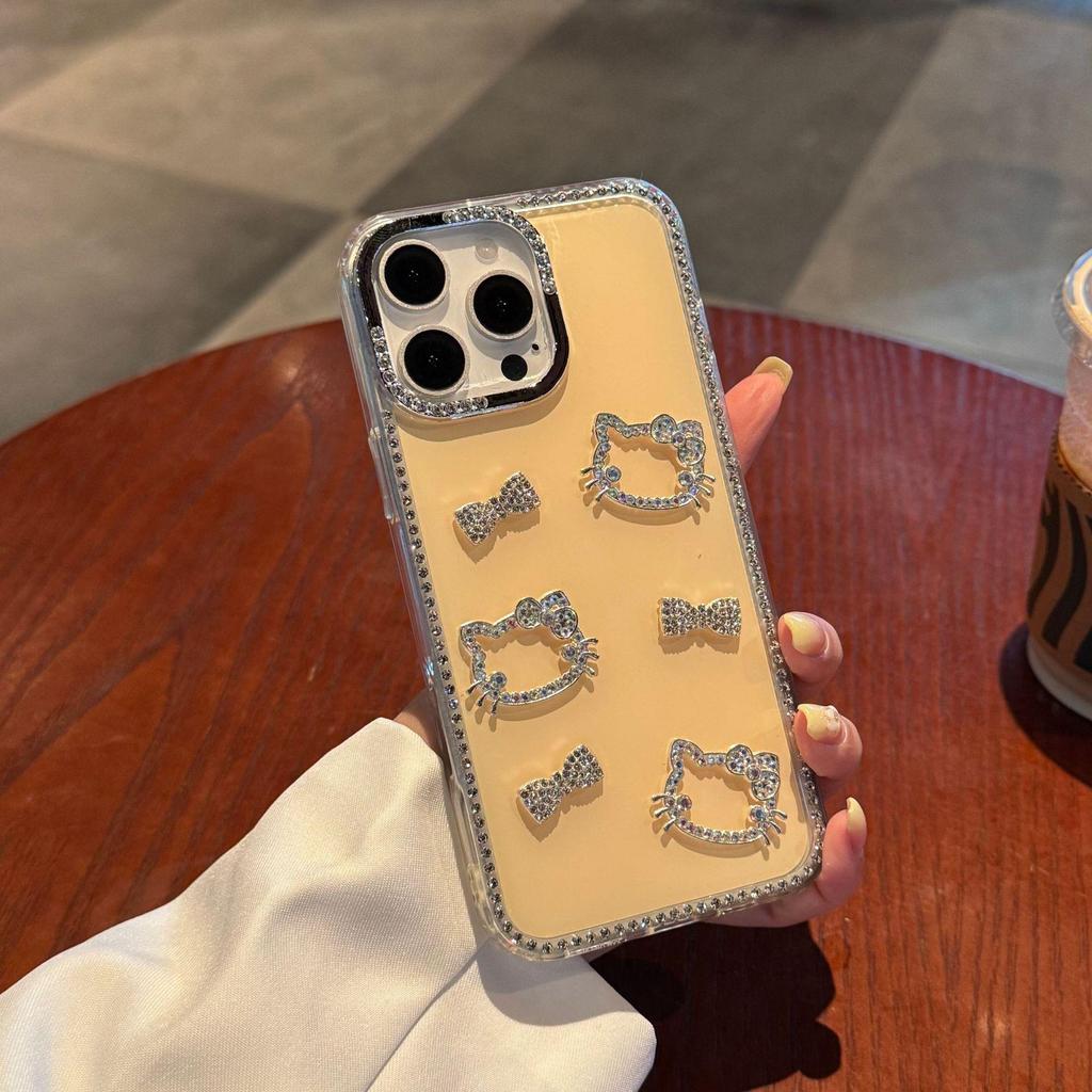 Hello Kitty Rhinestone Bow Phone Case for iPhone 11/12/14/15/17 Pro/Pro Max