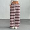 Women's Casual Fashion Printed Elastic Waist Loose Straight Leg Pants With Rope