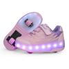 New Double-wheel Four-wheel Runaway Shoes Charging Model, Children's Adult Wheels Shoelace Lights, Men's and Women's Sports Shoes Roller Skates