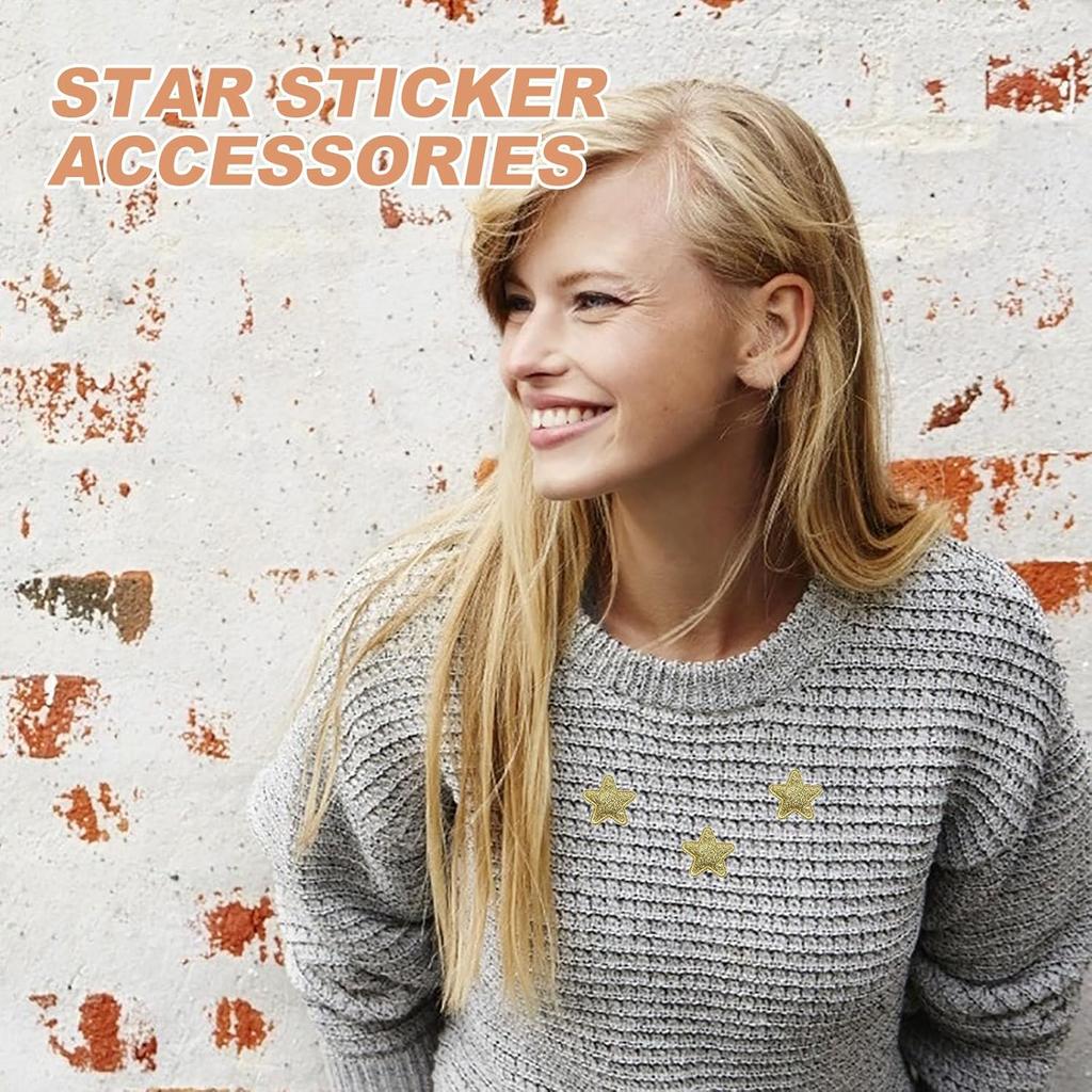 PRETYZOOM 100Pcs Glitter Star Cloth Patches Embroidered Appliques Decorative Iron On Patches for Clothing Bags Backpacks Jackets (Golden)