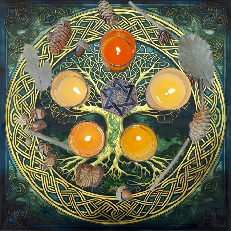 Tree Pattern Astrology Tablecloth Altars Cloth Square Divinations Card Table Cloth Witchcrafts Deck Cloth Enduring