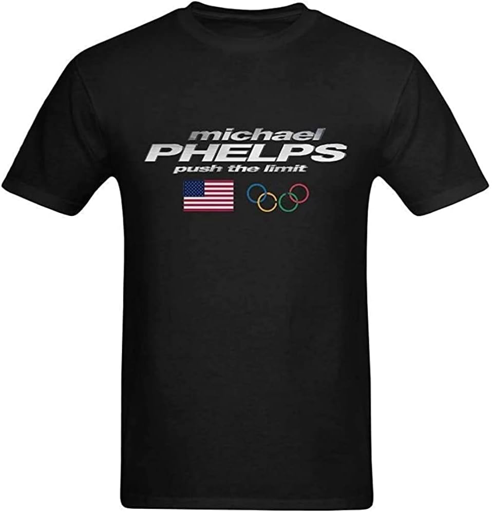 CloudsTetrade Heren Michael Phelps USA Zwemmen Heren T-shirt Kleur, Maat L 3XL zwart