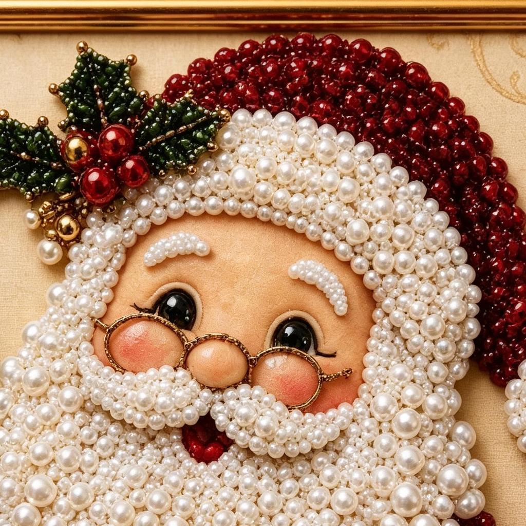 DIY Christmas Pearl Art Kit with Frame Christmas Pearl Beads Art Craft for Home Wall Decor for Adults Beginner