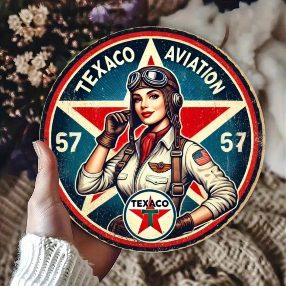 Vintage Texaco Aviation Humor Metal Wall Sign 7.8x7.8 Inch Garage Bar Decor