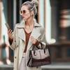 NICOLE & DORIS Women's Crocodile Embossed Handbag, 2-Piece Set, 2-Way Shoulder Bag, Large Capacity, Waterproof, Popular, Double-Layered, Divided,