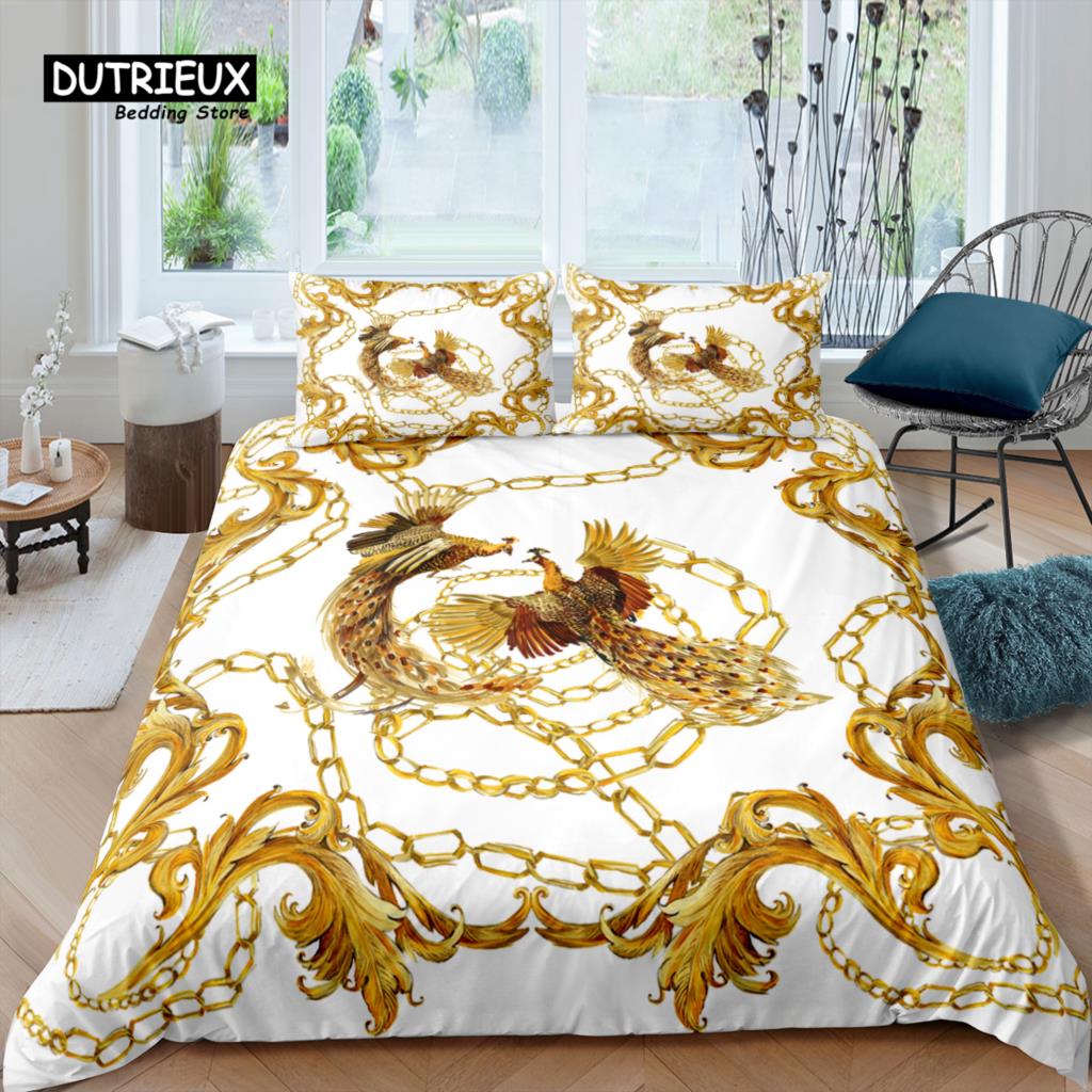 Comforter Home Living Luxury 3D Golden Peacock Bedding Set Kids Bedding Set Queen And King Eu/Us/Au/Uk Size