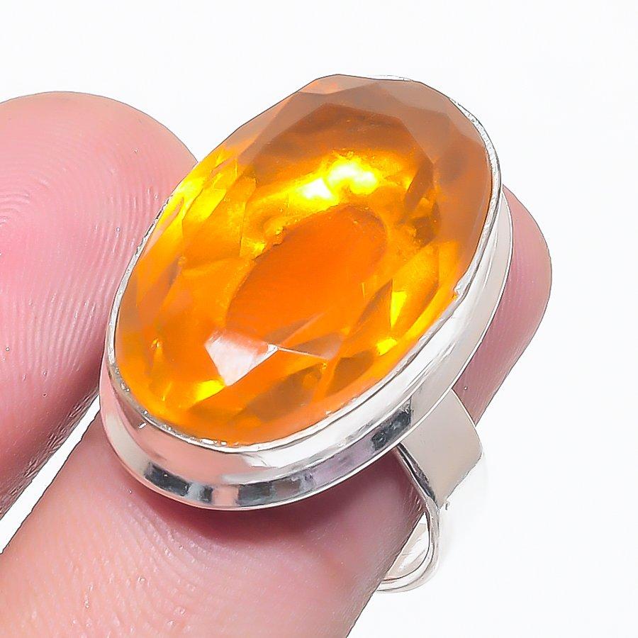 

Natural Citrine Gemstone Handmade 925 Sterling Silver Jewelry Ring Size 7.5 M3w44
