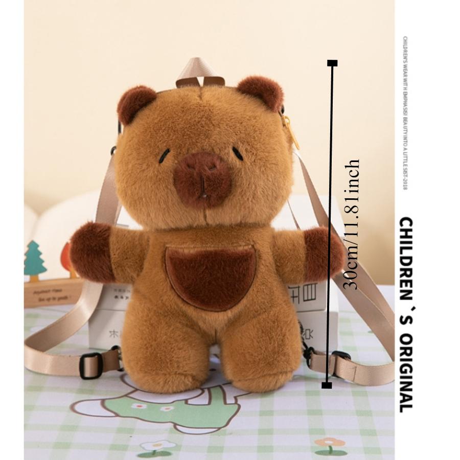 Kids Capybara Doll Plush Backpack Kawaii Animal Plushie Toy Fur Bag Children's Schoolbag Mini Knapsack Bags Gifts for Girlfriend