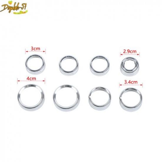 8PCS Silver Central Control Switch Knob Trim Ring For Chevy Silverado 2014-18