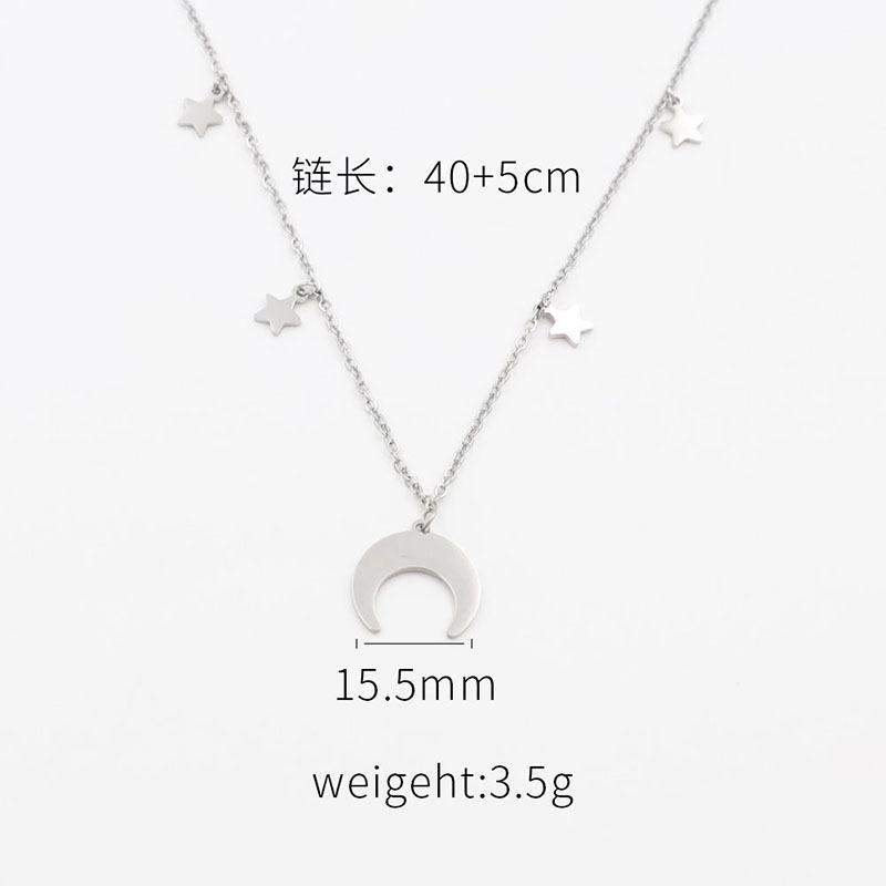 Nische Klein Frisch Metall Natürlich Stern Mond Anhänger Halskette Schlüsselbein Kette Edelstahl Schmuck Mädchen
