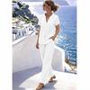 Spring/Summer 2026 European & American Linen V-Neck Short-Sleeve Two-Piece Casual Set