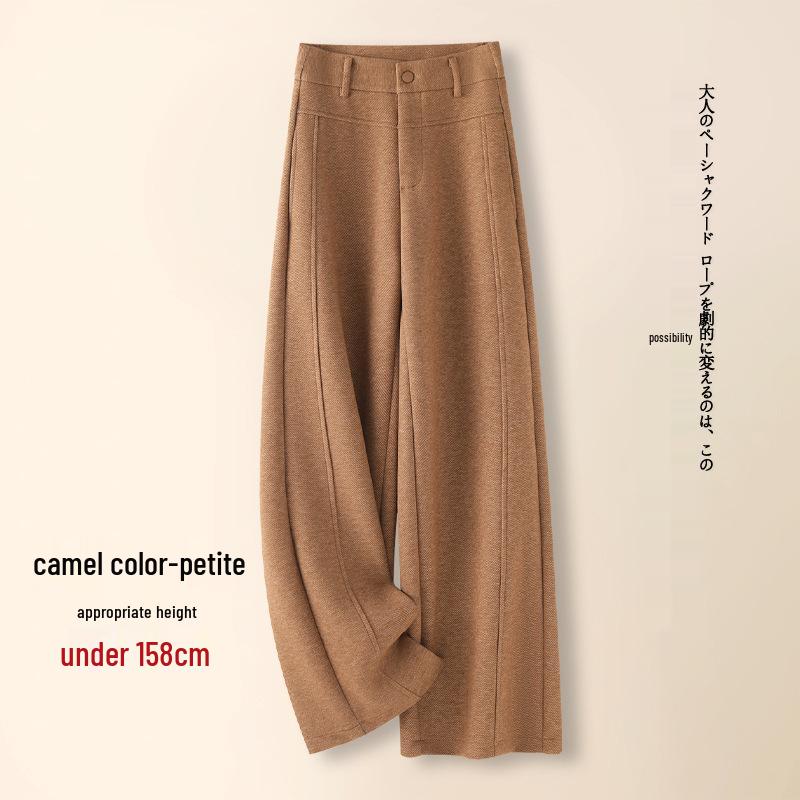 Women's Gray Cashmere Scimitar Wide-Leg Trousers – Fleece-Lined Wool for Autumn/Winter 2025